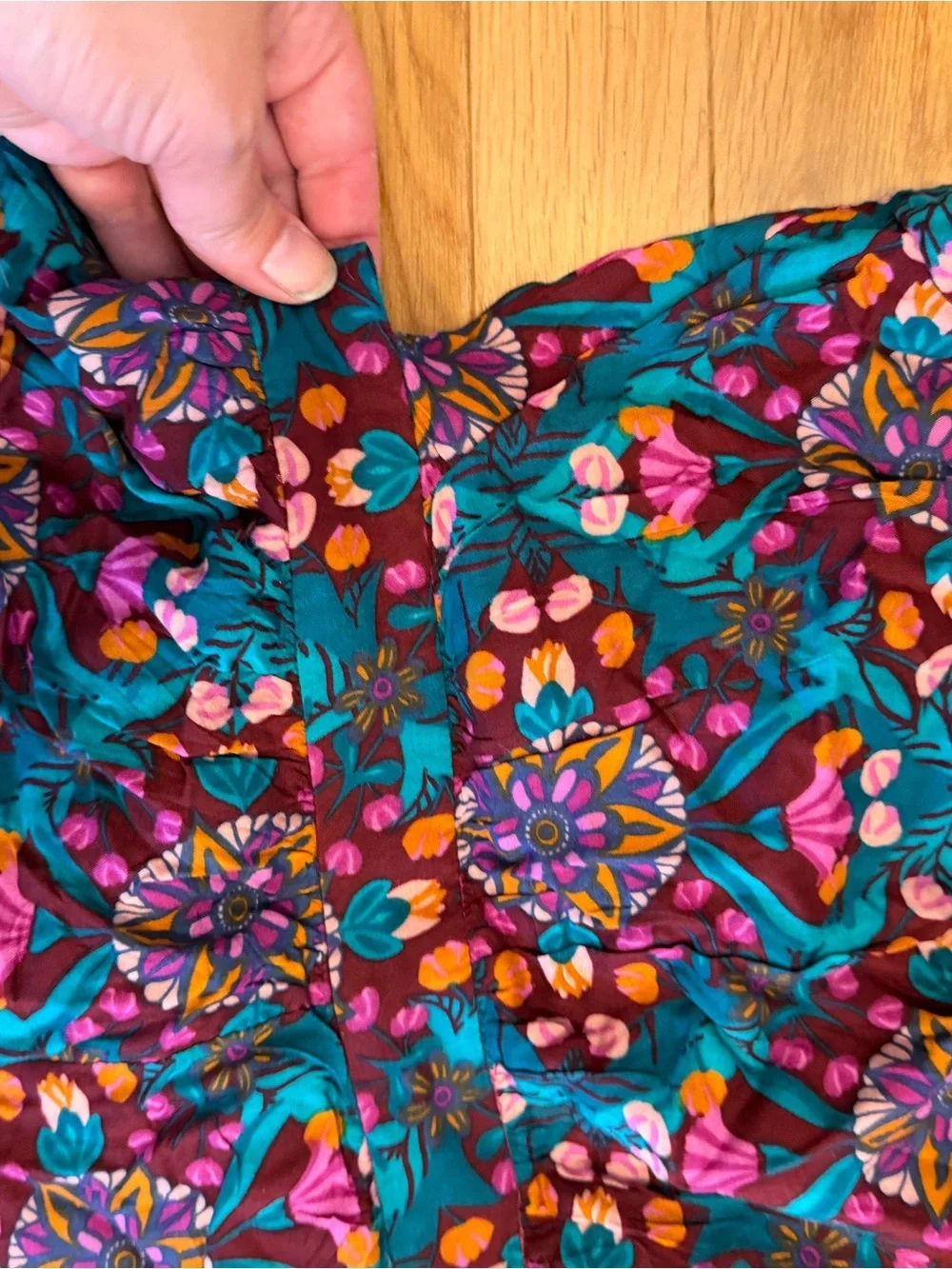 Free People Teal Floral Halter Romper with Pink, Purple & Orange Accents